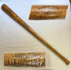 Vtg Derby Made Wood Baseball Bat Player GEG NO. 200 36 Vermont Montan Treated