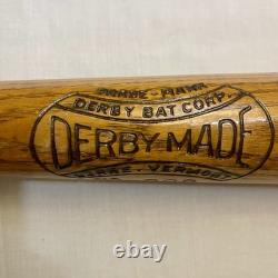 Vtg Derby Made Wood Baseball Bat Player GEG NO. 200 36 Vermont Montan Treated