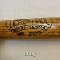 Vtg Derby Made Wood Baseball Bat Player GEG NO. 200 36 Vermont Montan Treated
