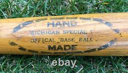Vtg Early Michigan Special Official Base Ball Hand Made Baseball Bat 29 Rare
