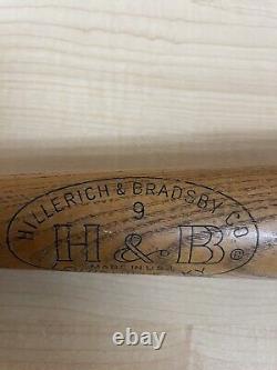 Vtg Hillerich & Bradsby Leader Wood Baseball Bat No. 9 Mickey Mantle 34 Inch USA