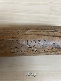 Vtg Hillerich & Bradsby Leader Wood Baseball Bat No. 9 Mickey Mantle 34 Inch USA