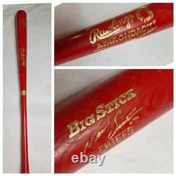Vtg Rawlings Adirondack Chiefs Neil Smith #90 Baseball Bat 34 Pro Ring Red Wood