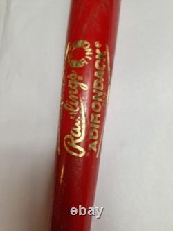 Vtg Rawlings Adirondack Chiefs Neil Smith #90 Baseball Bat 34 Pro Ring Red Wood