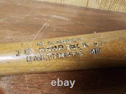 Vtg Regulation Wooden Baseball Bat Harrison Street Baltimore MD 33