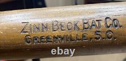 Zinn Beck Baseball Bat Vintage 1920's Indoor 12 Model 33 Greenville S. C. A+++