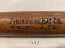 Zinn Beck Bat Co. Greenville S. C. Rare Indoor 12 Vintage 1920's Mint Baseball